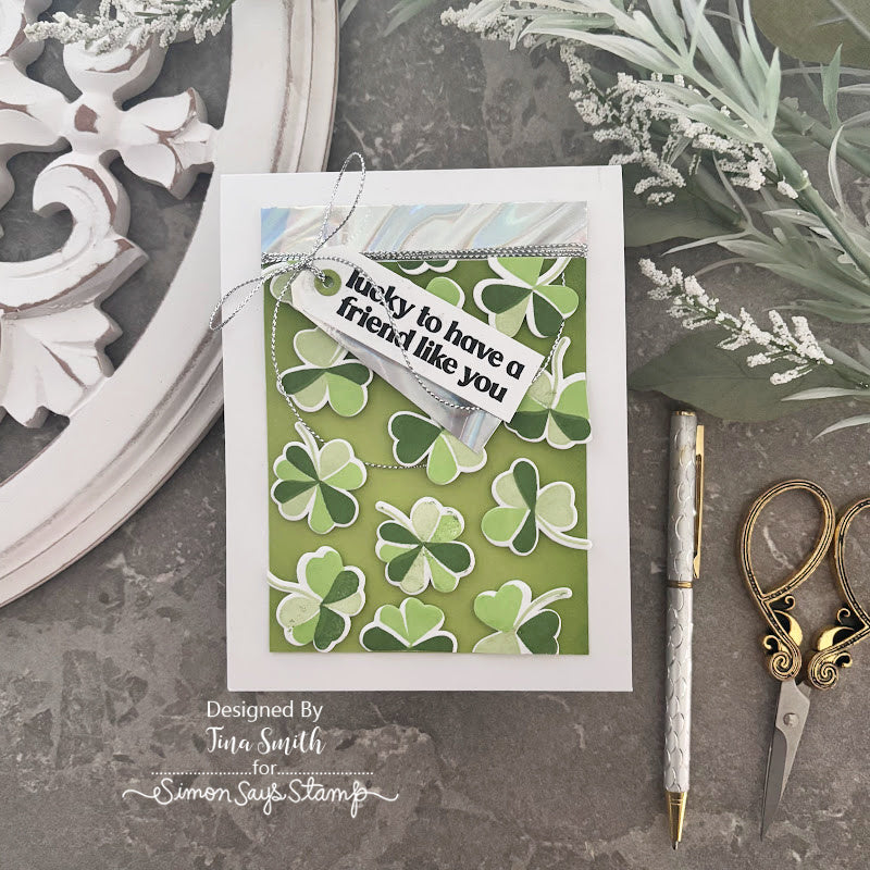 Simon Says Clear Stamps Printmaking Clovers 2372msc Beautiful Moments St. Patrick's Day Card