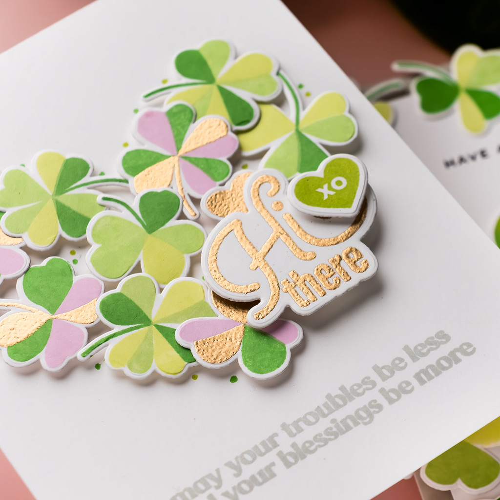 Simon Says Stamp Printmaking Clovers Wafer Dies 1572mdc Beautiful Moments St. Patrick's Day Card | color-code:ALT07