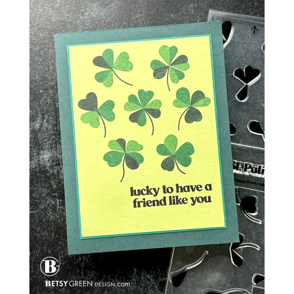 Simon Says Clear Stamps Printmaking Clovers 2372msc Beautiful Moments St. Patrick's Day Card