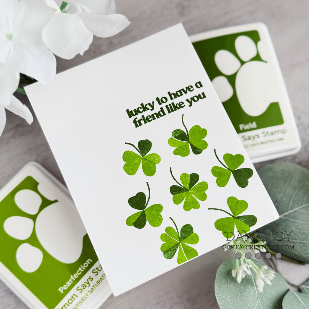 Simon Says Clear Stamps Printmaking Clovers 2372msc Beautiful Moments St. Patrick's Day Card
