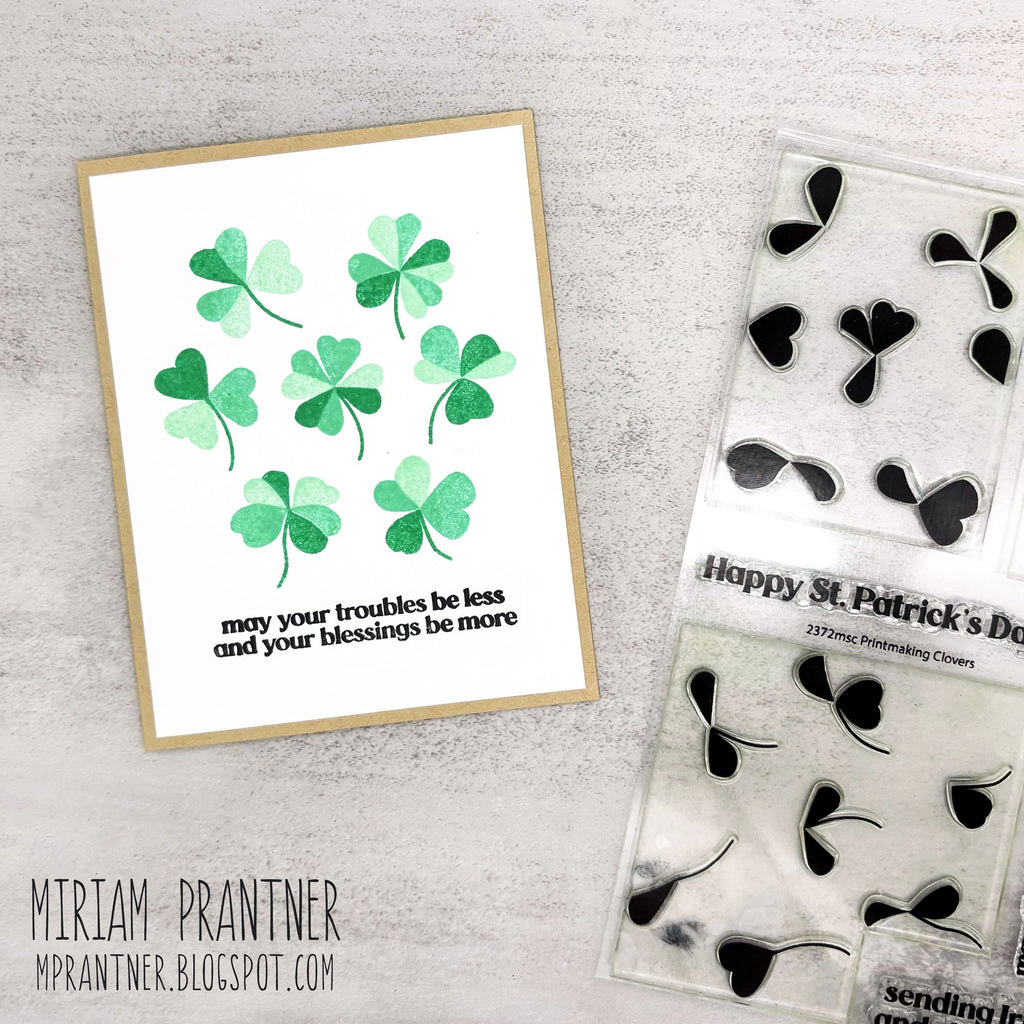 Simon Says Clear Stamps Printmaking Clovers 2372msc Beautiful Moments St. Patrick's Day Card | color-code:ALT02
