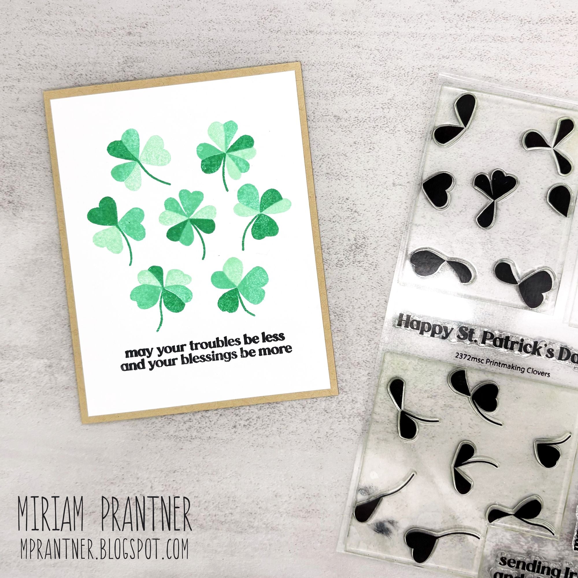 Simon Says Clear Stamps Printmaking Clovers 2372msc Beautiful Moments St. Patrick's Day Card | color-code:ALT02