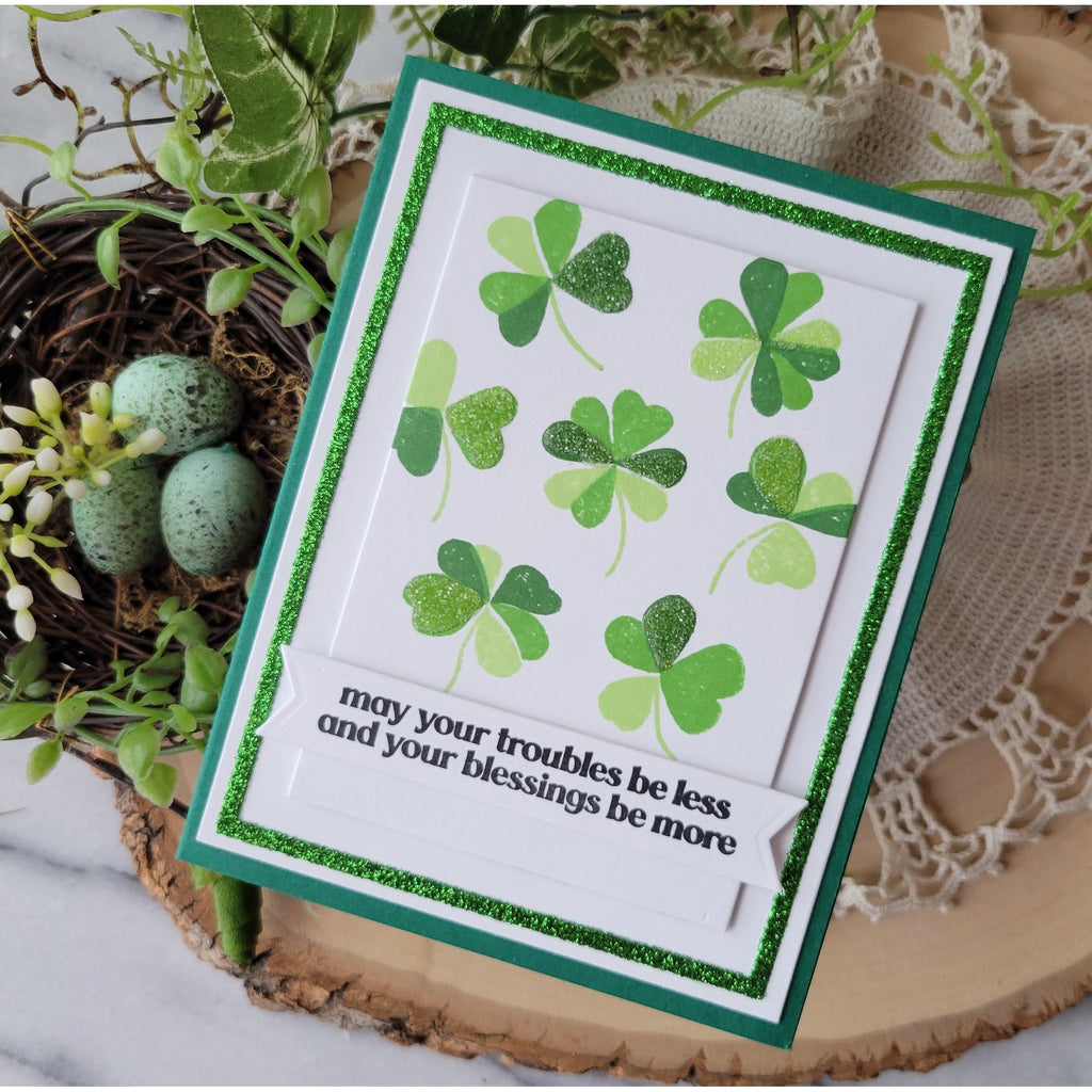 Simon Says Clear Stamps Printmaking Clovers 2372msc Beautiful Moments St. Patrick's Day Card | color-code:ALT06