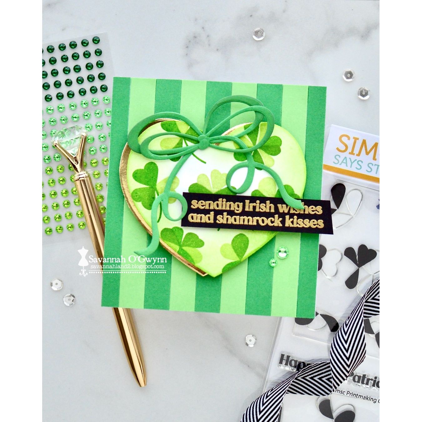 Simon Says Stamps and Dies Printmaking Clovers set1173pc Beautiful Moments St. Patrick's Day Card | color-code:ALT01