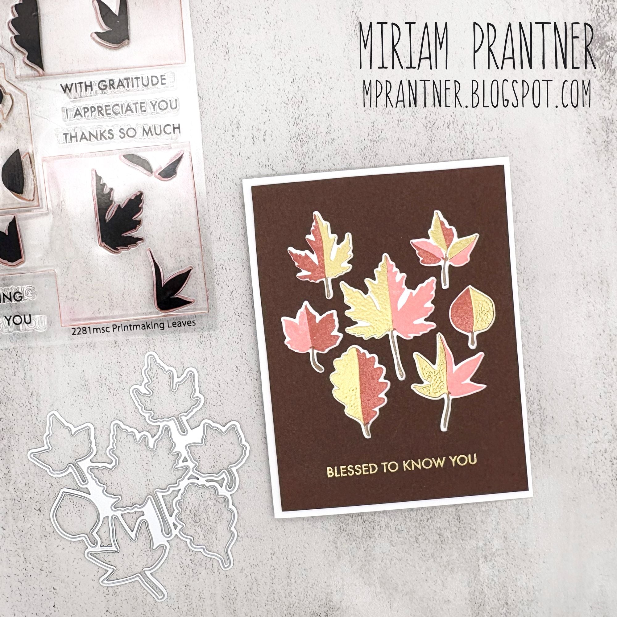 Simon Says Stamp Printmaking Leaves Wafer Dies 1411mdc Sugar and Spice Gratitude Card | color-code:ALT06