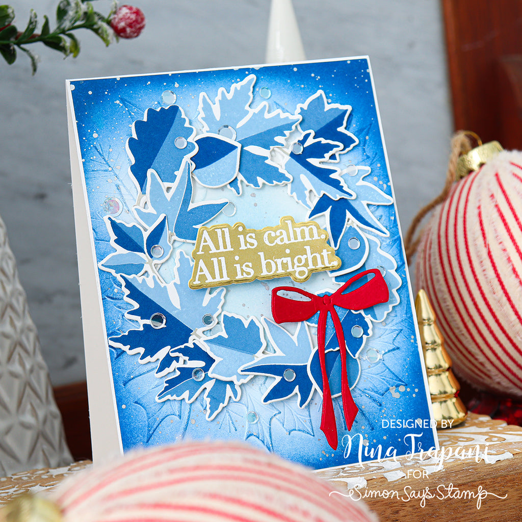 Simon Says Stamp Embossing Folder Leafy Wreath sf549 Sugar and Spice Christmas Card | color-code:ALT01