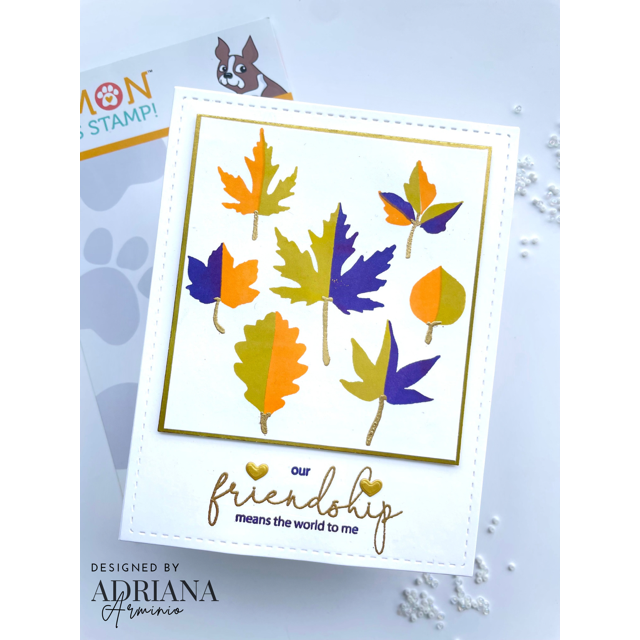 Simon Says Clear Stamps Printmaking Leaves 2281msc Sugar and Spice Friend Card