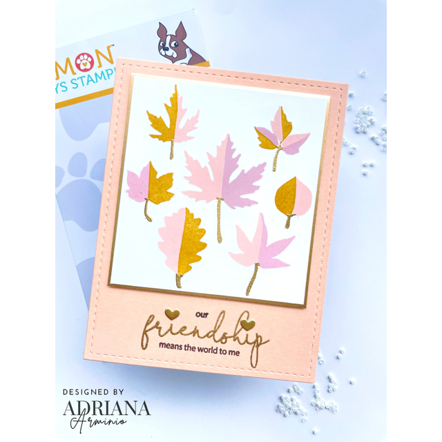 Simon Says Stamps and Dies Printmaking Leaves set1082pl Sugar and Spice Friend Card