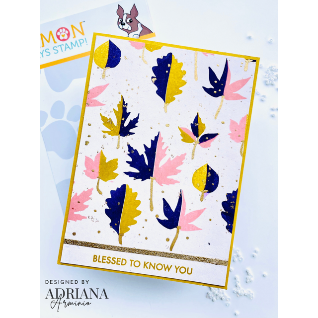 Simon Says Clear Stamps Printmaking Leaves 2281msc Sugar and Spice Friend Card