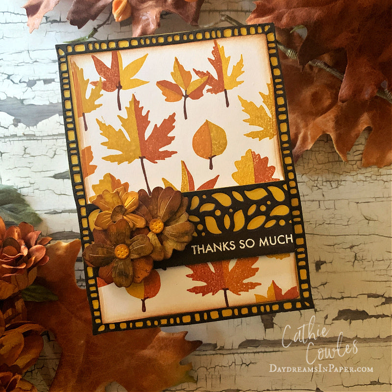 Simon Says Stamps and Dies Printmaking Leaves set1082pl Sugar and Spice Thanks Card