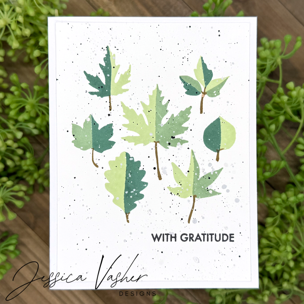 Simon Says Stamps and Dies Printmaking Leaves set1082pl Sugar and Spice Gratitude Card