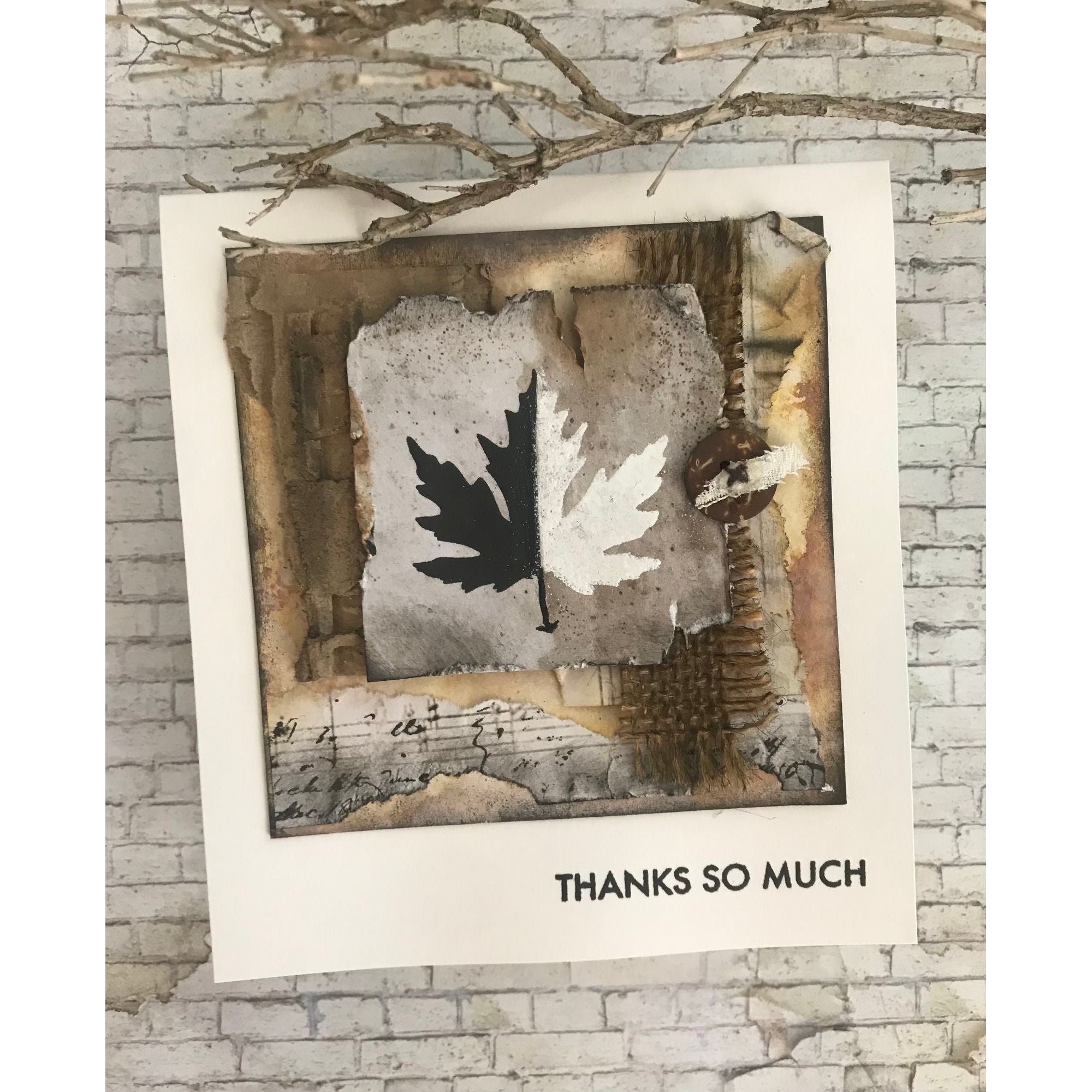 Simon Says Clear Stamps Printmaking Leaves 2281msc Sugar and Spice Thanks Card