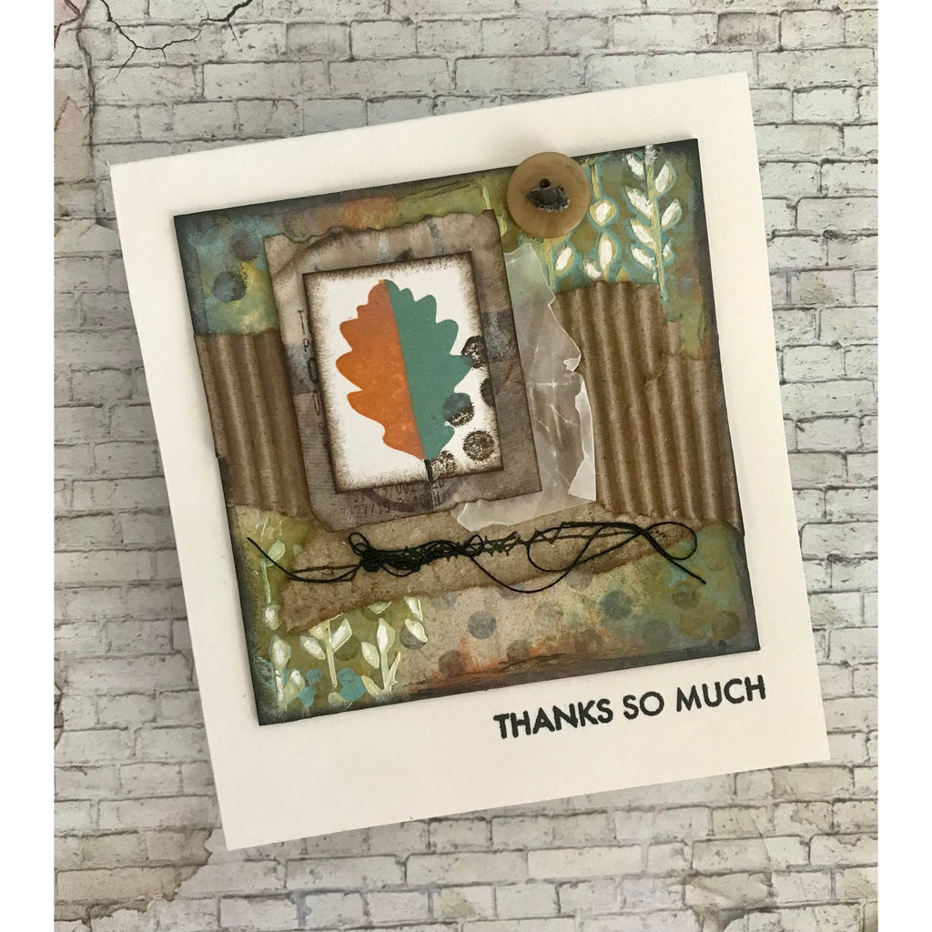 Simon Says Stamps and Dies Printmaking Leaves set1082pl Sugar and Spice Thanks Card