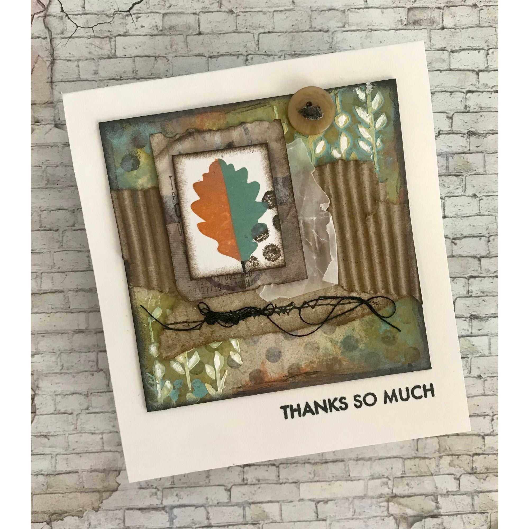 Simon Says Stamps and Dies Printmaking Leaves set1082pl Sugar and Spice Thanks Card