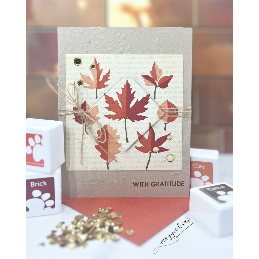 Simon Says Clear Stamps Printmaking Leaves 2281msc Sugar and Spice Gratitude Card