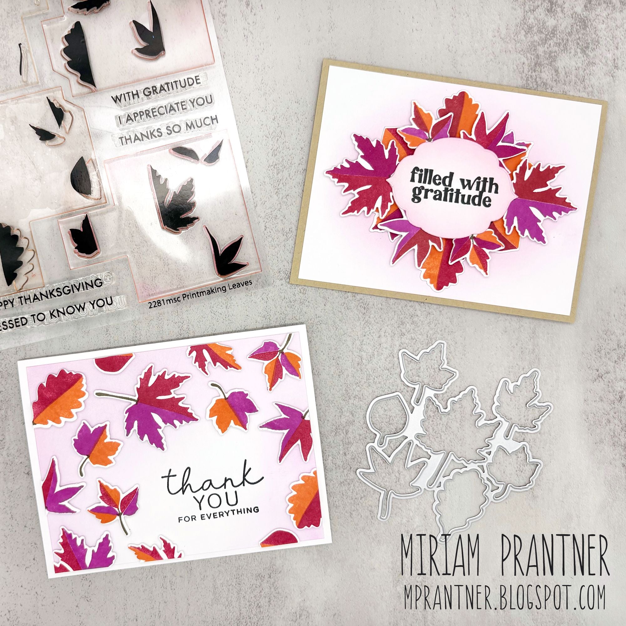 Simon Says Clear Stamps Printmaking Leaves 2281msc Sugar and Spice Thank You Cards | color-code:ALT02