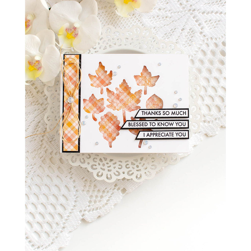 Simon Says Stamp Printmaking Leaves Wafer Dies 1411mdc Sugar and Spice and Thanks Card | color-code:ALT04