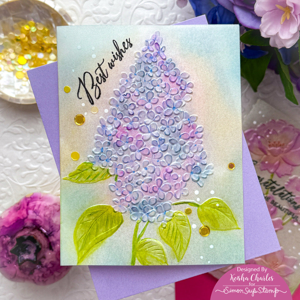 Simon Says Stamp Embossing Folder Pristine Lilac sf474 You Are My Favorite Best Wishes Card