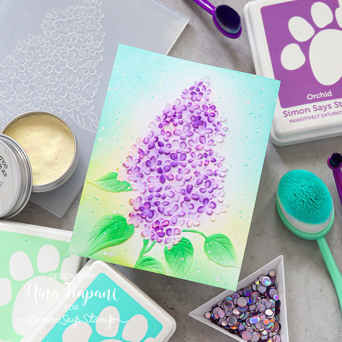 Simon Says Stamp Embossing Folder Pristine Lilac sf474 You Are My Favorite Lilac Card