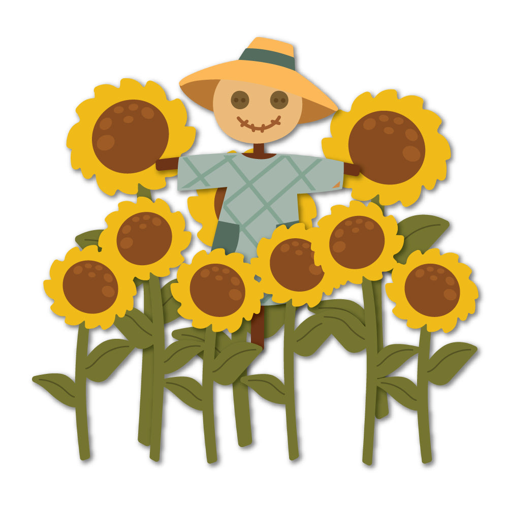Honey Bee Farmhouse Fields Pumpkin Patch Add-On Dies hbds-ffppao Mock Up in Sunflowers