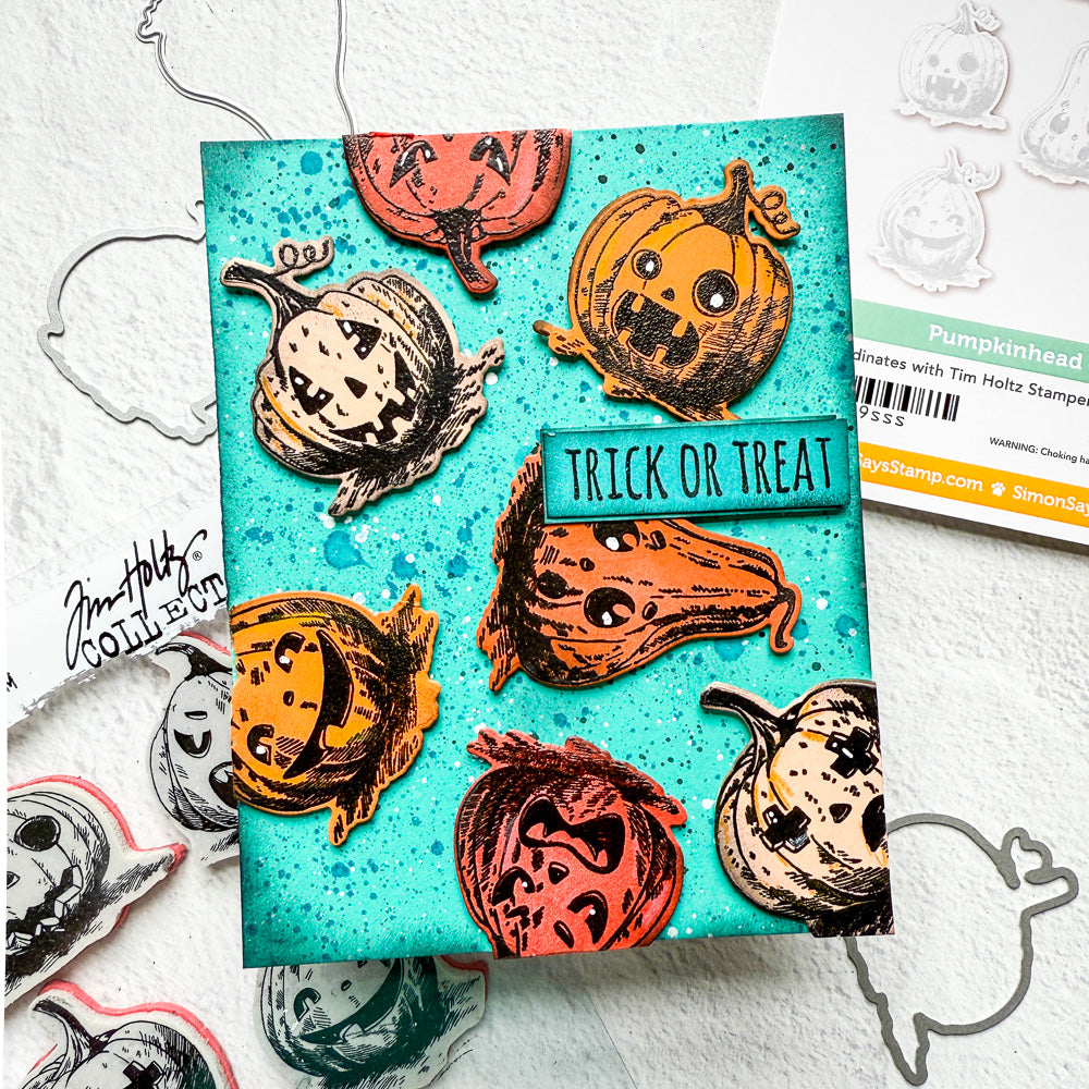 Tim Holtz Pumpkinhead Stamps with Simon Says Stamp Dies Bundle setph25 Halloween Card