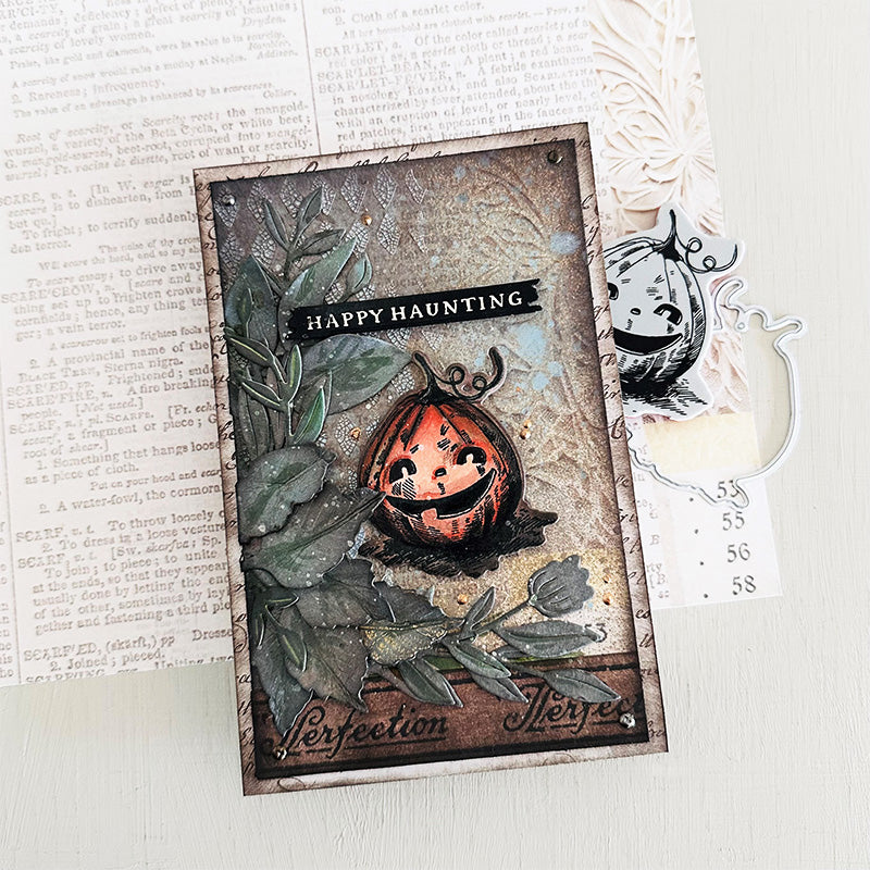 Tim Holtz Pumpkinhead Stamps with Simon Says Stamp Dies Bundle setph25 Halloween Card