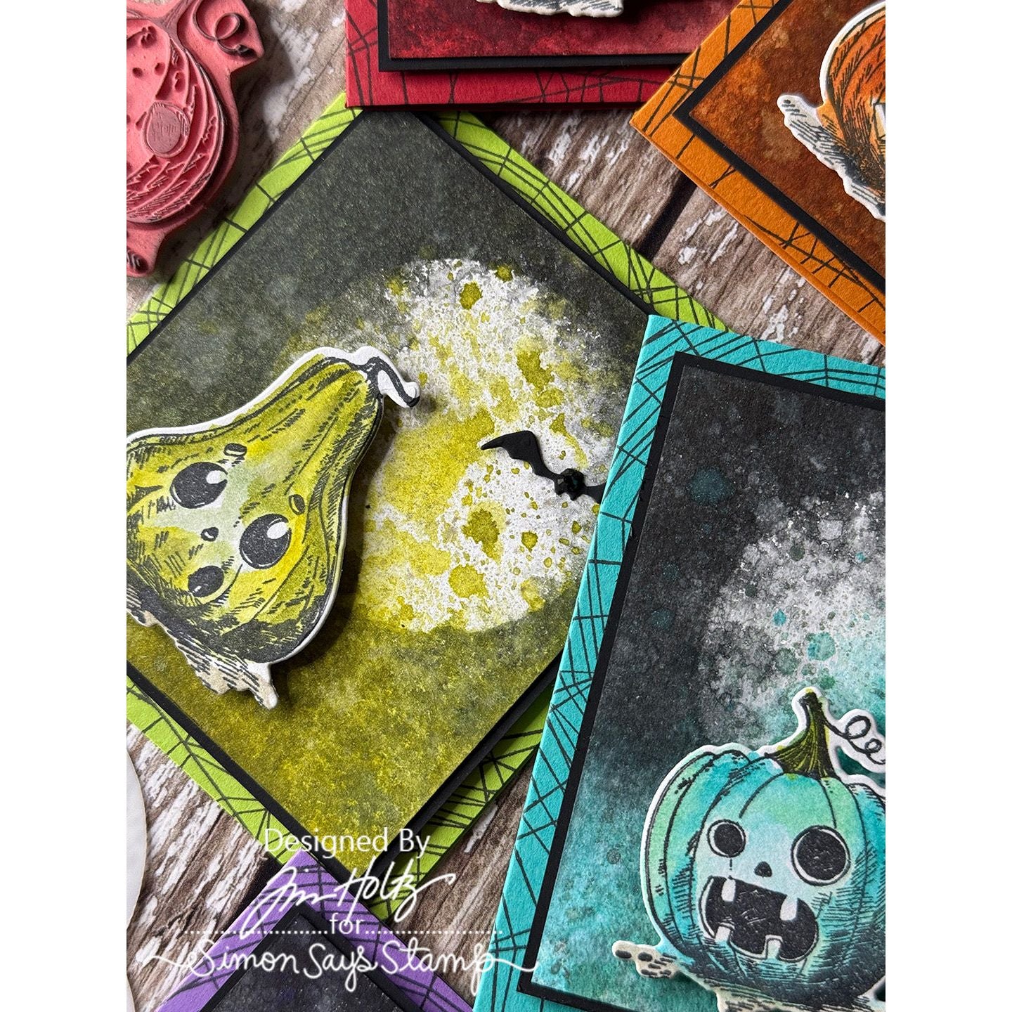 Tim Holtz Pumpkinhead Stamps with Simon Says Stamp Dies Bundle setph25 Halloween Card Set Details