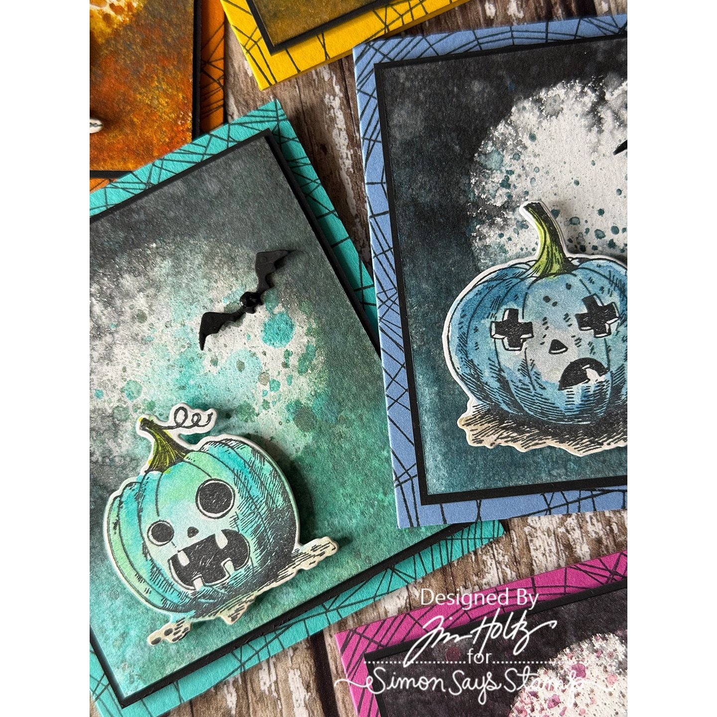 Tim Holtz Pumpkinhead Stamps with Simon Says Stamp Dies Bundle setph25 Halloween Card Set Details