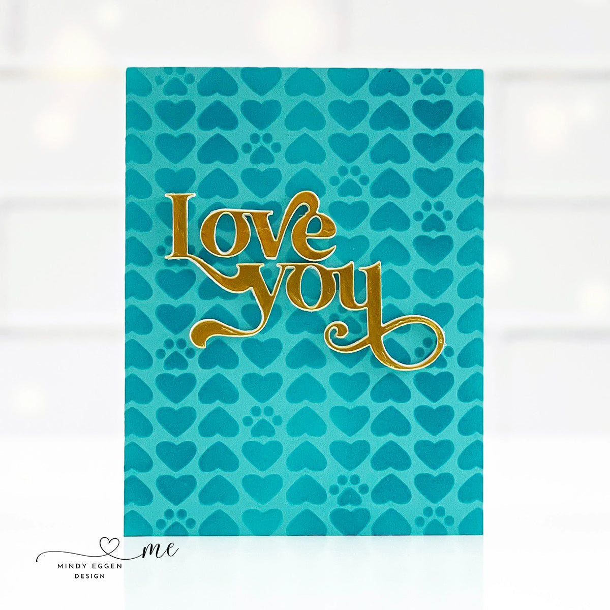 Simon Says Stamp Stencil Puppy Love 1011st Smitten Love Card