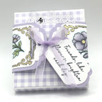 Purple Gingham Decorative Gift Box with Belly Band featuring Poppy Margin set