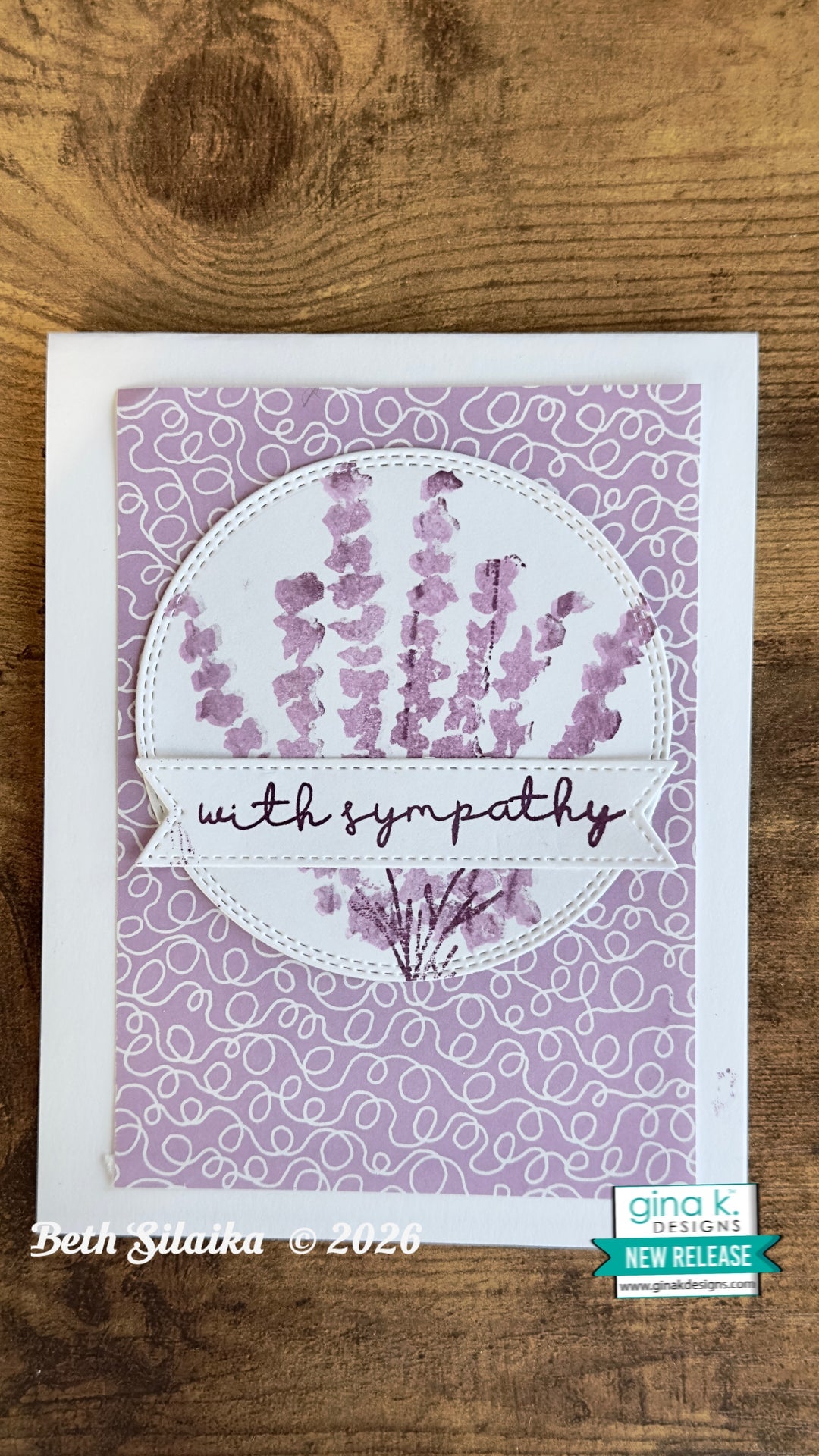 Purple Handmade Card with Sentiment 'With Symathy'