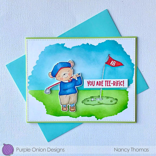 Purple Onion Designs 18th Hole Unmounted Cling Stamp pod1408 Golfing Card