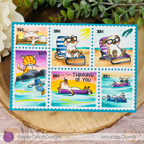 Purple Onion Designs Amos Sunning Unmounted Cling Stamp pod6053 Summer Fun Stamp Card