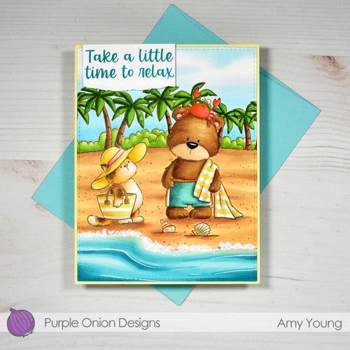 Purple Onion Designs Beach Besties Unmounted Cling Stamp pod5085 Take A Little Time To Relax Card