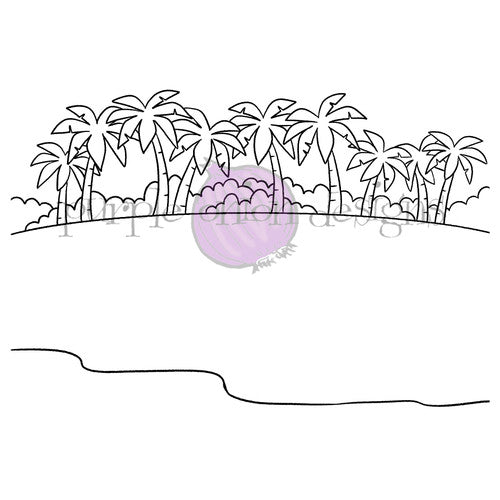 Purple Onion Designs Beachscape Background Unmounted Cling Stamp pod5075