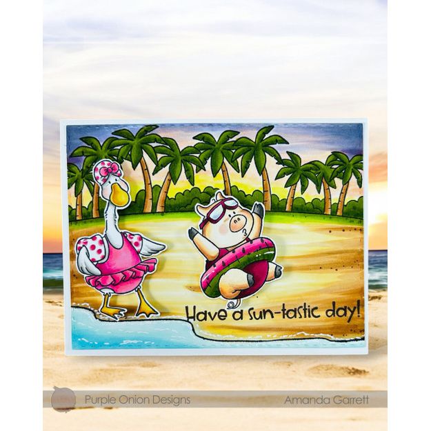 Purple Onion Designs Beachscape Background Unmounted Cling Stamp pod5075 Have A Fantastic Day Card