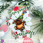 Purple Onion Designs Beary Christmas Unmounted Cling Stamp pod5038 Season's Greetings Card