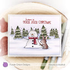 Purple Onion Designs Blossom Unmounted Cling Stamp pod6018 Have A Holly Jolly Christmas Card