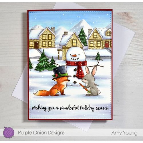 Purple Onion Designs Blossom Unmounted Cling Stamp pod6018 Wishing You A Wonderful Holiday Season Card