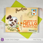 Purple Onion Designs Bottoms Up Unmounted Cling Stamp pod5077 Just Wanted To Say Hello Post Card