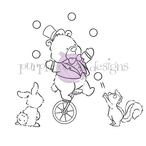 Purple Onion Designs Brownie Bear Juggles Unmounted Cling Stamp pod5083