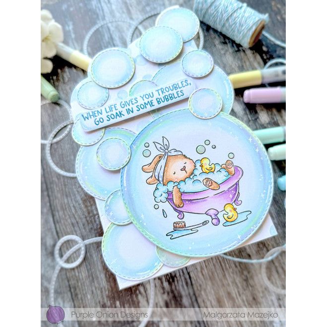 Purple Onion Designs Bubble Bath Time Unmounted Cling Stamp pod5044 When Life Gives You Trouble