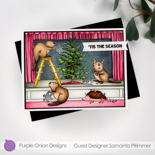 Purple Onion Designs Busy Beaver Snowflake Committee Unmounted Cling Stamp pod6063 Samantha Prfimmer Card