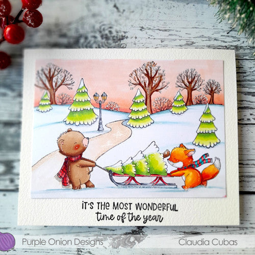 Purple Onion Designs Carlie And Vincent Unmounted Cling Stamp pod1423 Claudia Cubas Card