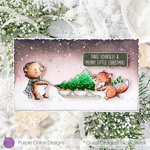 Purple Onion Designs Carlie And Vincent Unmounted Cling Stamp pod1423 Nicky Meek Card
