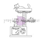 Purple Onion Designs Christmas Cat Tree Unmounted Cling Stamp pod6013