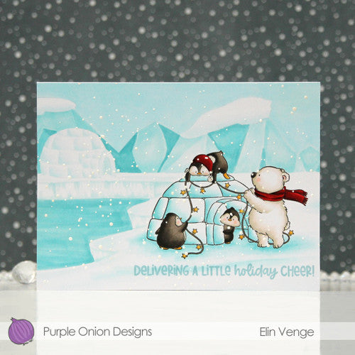 Purple Onion Designs Christmas Igloo Unmounted Cling Stamp pod5033 Elin Venge Card