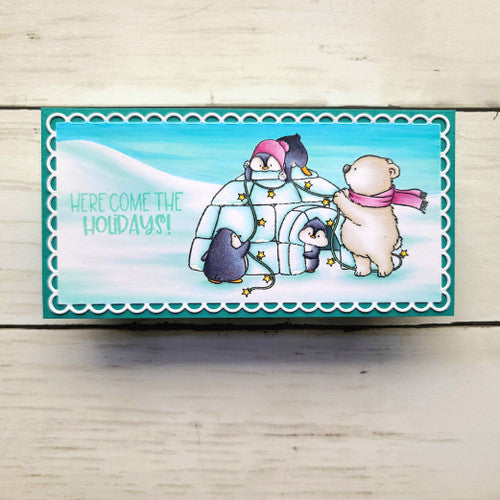 Purple Onion Designs Christmas Igloo Unmounted Cling Stamp pod5033 Yen Card