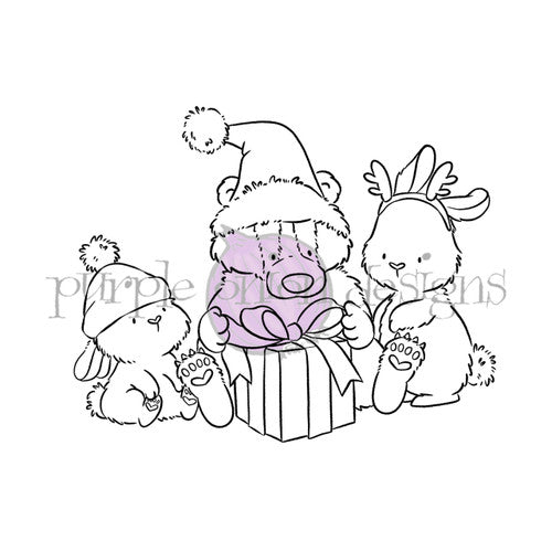 Purple Onion Designs Christmas Present Unmounted Cling Stamp pod5035