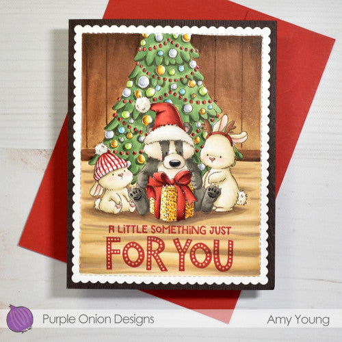 Purple Onion Designs Christmas Present Unmounted Cling Stamp pod5035 Amy Young Card